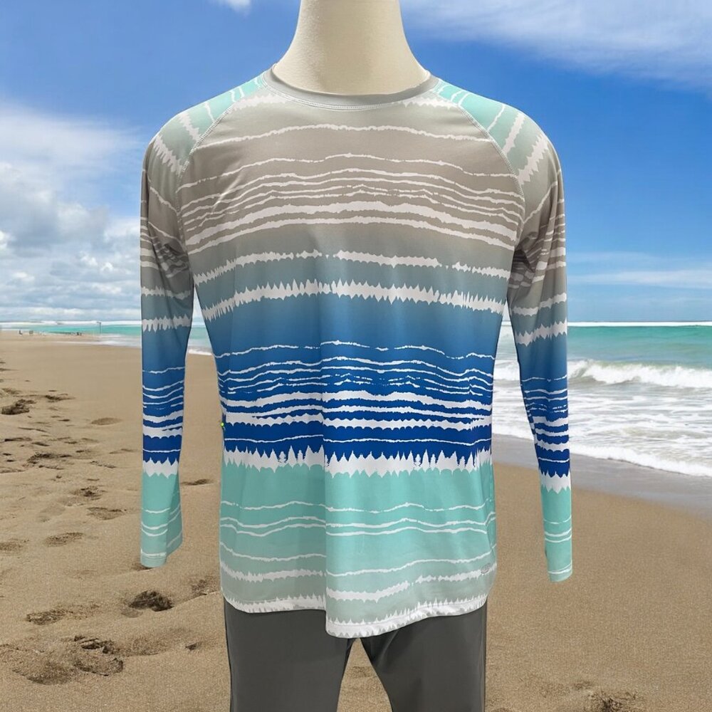 Reel Legends Men's‎ Shirt XL Long Sleeve Beach Waves Design Summer Fishing Soft